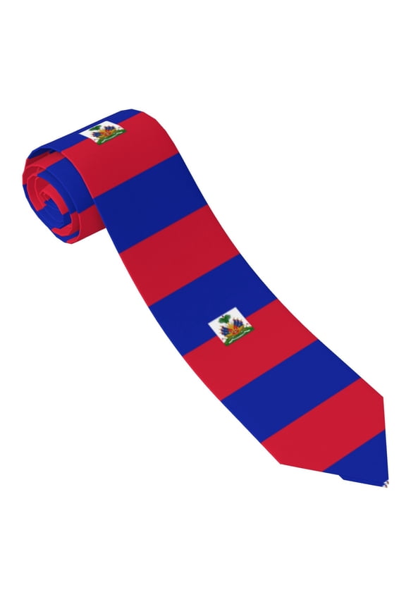 Men'S Tie Haiti Flag Print Polyester Necktie - One Size
