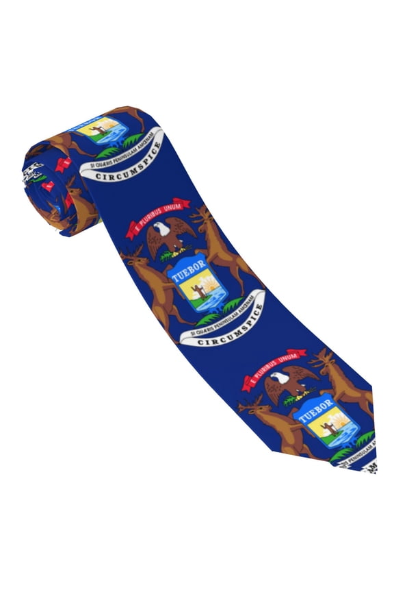 Men'S Tie Michigan Flag Print Polyester Necktie - One Size