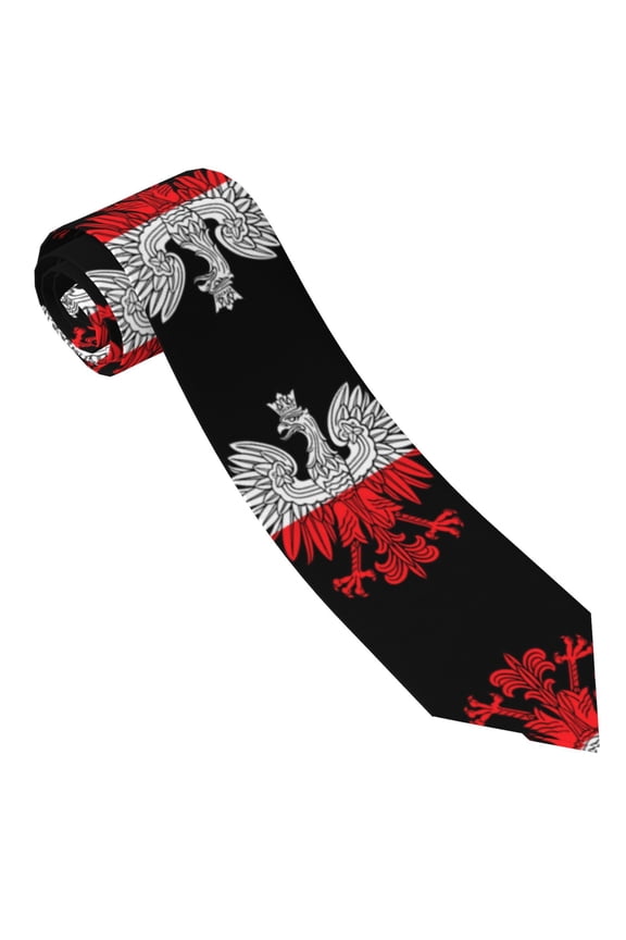 Men'S Tie Polish Flag White Eagle Print Polyester Necktie - One Size