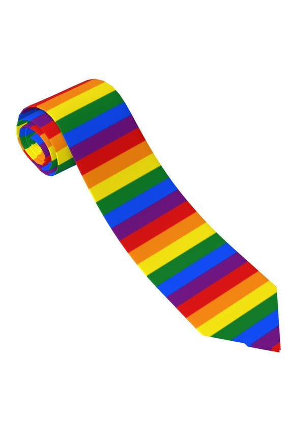 Men'S Tie Rainbow Flag Print Polyester Necktie - One Size
