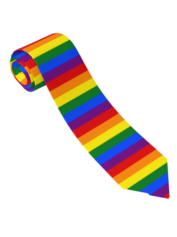 Men'S Tie Rainbow Flag Print Polyester Necktie - One Size