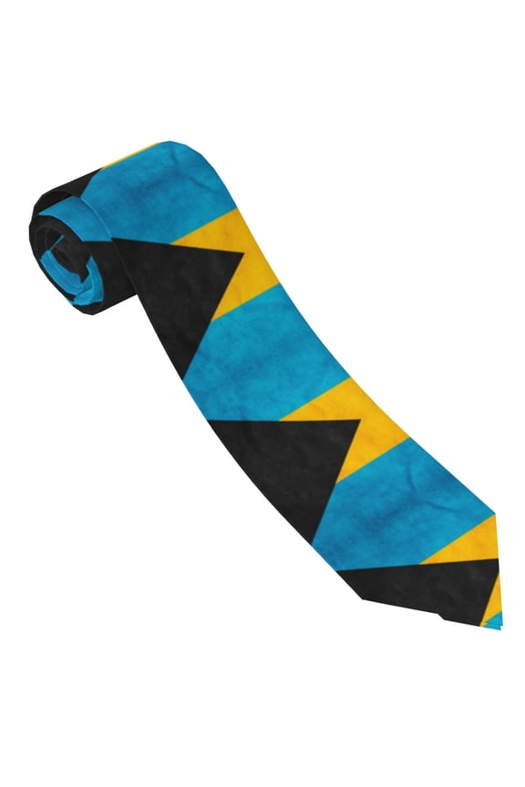 Men'S Tie Retro Bahamian Flag Print Polyester Necktie - One Size