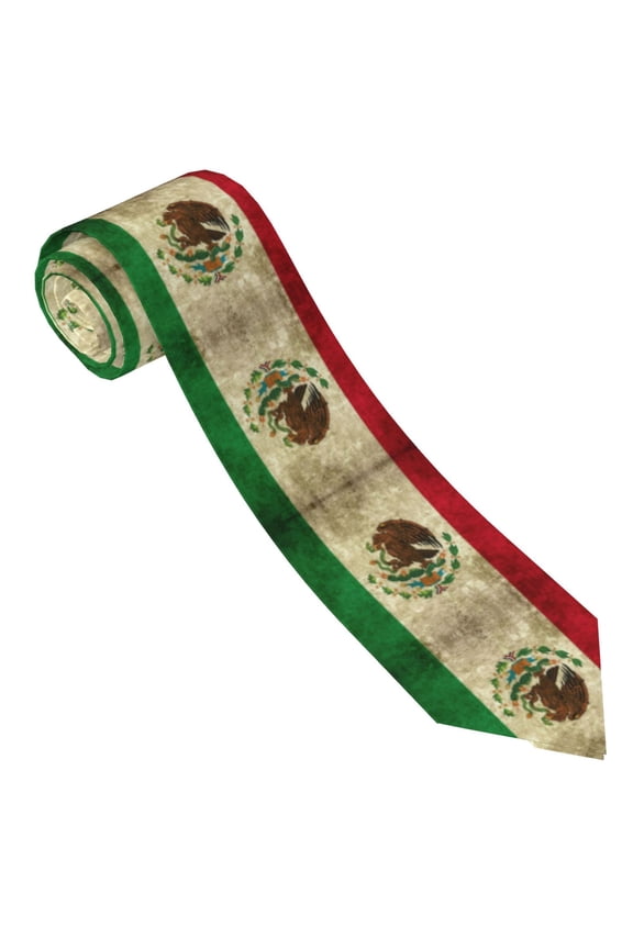 Men'S Tie Retro-Mexico-Sacred Flag Print Polyester Necktie - One Size