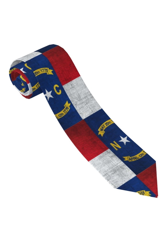 Men'S Tie Retro North-Carolina Flag Print Polyester Necktie - One Size