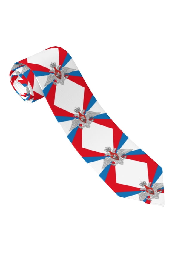 Men'S Tie Russian Federation Ministry Defence Flag Print Polyester Necktie - One Size