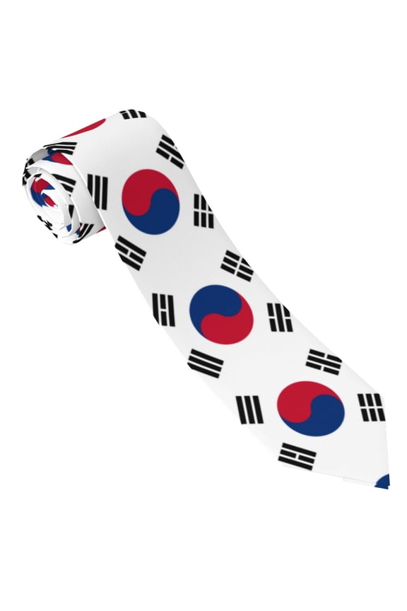 Men'S Tie South Korean Flag Print Polyester Necktie - One Size