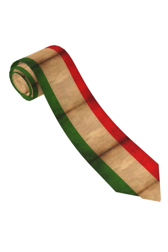 Men'S Tie Vintage Italian Flag Print Polyester Necktie - One Size