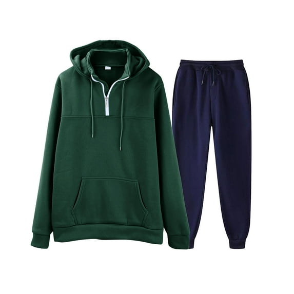 Men'S Tracksuit Athletic Sweatshirts Casual Oversize Pullover Solid Color Drawstring Trouser Long Sleeve Hooded Set Basic Daily Essentials Running Jogging Workout