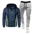 thumbnail image 1 of Men'S Tracksuit With Zipper 2 Piece Hooded Athletic Sweatsuits Long Sleeved Hooded Set Solid Color Plus Size Casual Running Jogging Sport Suit Sets Fall Winter Outfit, 1 of 2