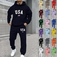 thumbnail image 1 of Men'S Tracksuits 2 Piece Set Letter Print Loose Hoodies Sweatshirt And Joggers Sweatpants Set Casual Street Fall Pullover Suit Sets Winter Clothes Outfits, 1 of 5