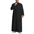 thumbnail image 1 of Men'S Traditional Arabic Thobe Style Long Sleeve Shirt With Short Collar And Front Pocket For Formal And Everyday Wear, 1 of 5