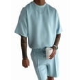 thumbnail image 1 of Men'S Two Piece Outfits Sets: Crew Neck Summer T-Shirt and Shorts Set with Pockets Light Blue S, 1 of 7