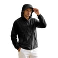 thumbnail image 1 of Men'S UPF 50+ Sun Protection Hooded Jacket With Full Zip Closure Extended Brim Lightweight Breathable Windbreaker For Hiking Camping And Summer Outdoor Activities Jackets,Black,XXXL, 1 of 7