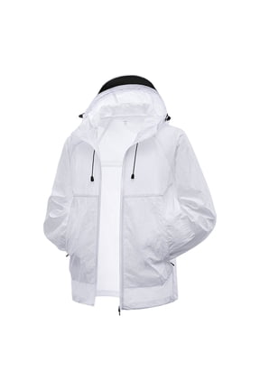 Men'S UPF 50+ Sun Protection Hooded Jacket With Full Zip Closure Large Patch Pockets And Drawstring Adjustment Lightweight Breathable Windbreaker For Outdoor Jackets,White,XL