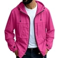 thumbnail image 1 of Men'S UPF 50+ Sun Protection Hooded Jacket Full Zip Lightweight Quick Dry Windbreaker With Adjustable Cuffs And Drawstring For Outdoor Hiking Travel And Daily Wear,Red,XXXL, 1 of 5