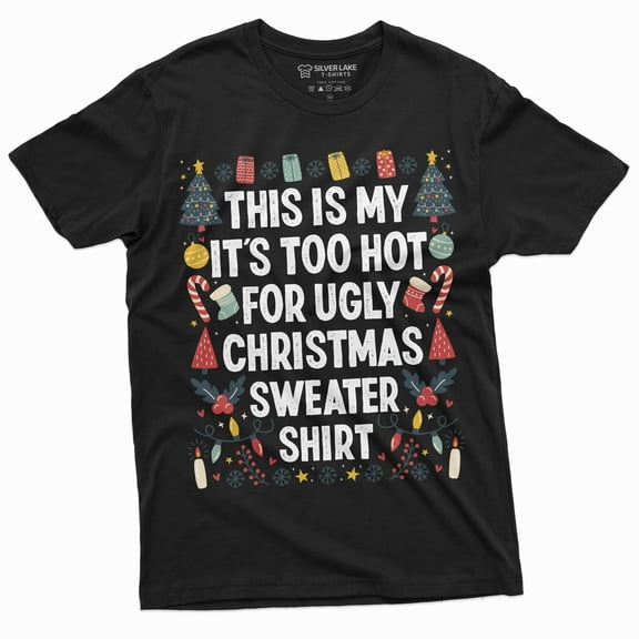 Men'S Ugly Christmas Costume Funny Xmas Shirt Gifts Holiday Mood Tee Shirt Pattern Party Tee (XX-Large Black)