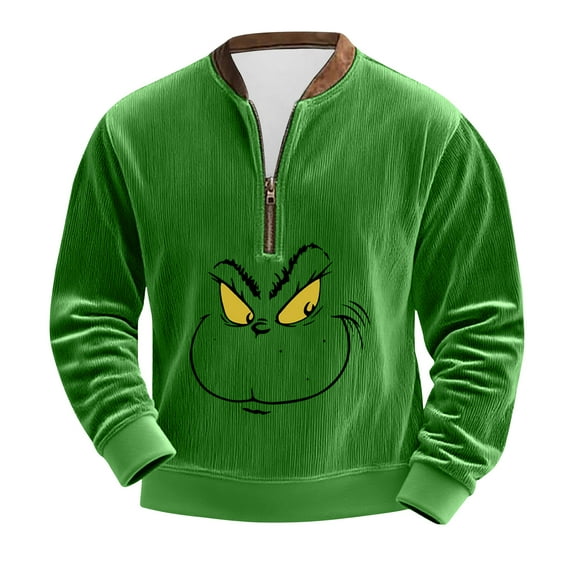 Men'S Ugly Christmas Sweaters Quarter Zip Long Sleeve Snowflake Mock Neck Soft Pullover Hot PinkMedium