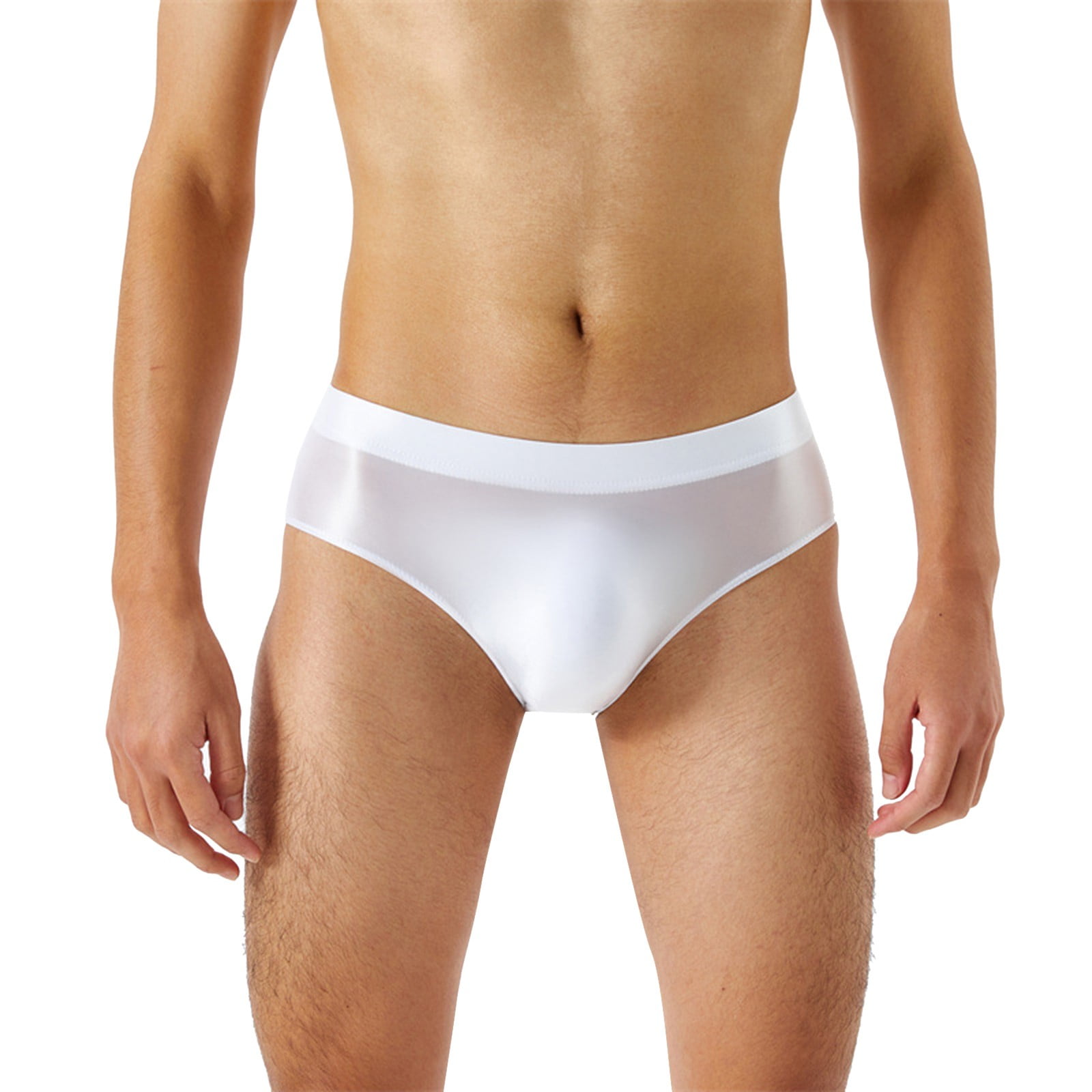 Men'S Underwear Briefs Crotch Seamless Glossy Silky High Elastic Plus Size  Transparent. Pant