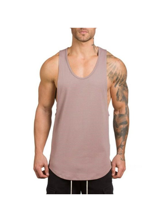 Men'S V-Neck Gym Bodybuilding Stringer Tank Top Workout Muscle Cut Shirt Fitness Sleeveless Vest Dri-Power Cotton Blend & Tanks, Moisture Wicking, Odor Protection Khaki M
