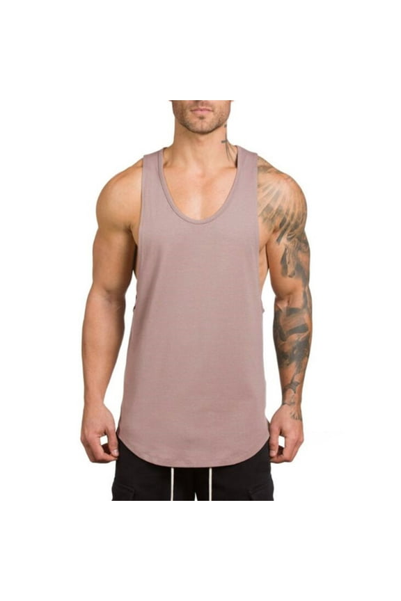 Men'S V-Neck Gym Bodybuilding Stringer Tank Top Workout Muscle Cut Shirt Fitness Sleeveless Vest Dri-Power Cotton Blend & Tanks, Moisture Wicking, Odor Protection Khaki M