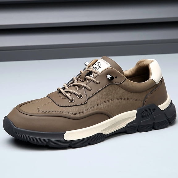 Men'S Versatile Trendy Shoes | Casual Style, Mid Top, Solid Color, Lace-up Closure, Rubber Sole