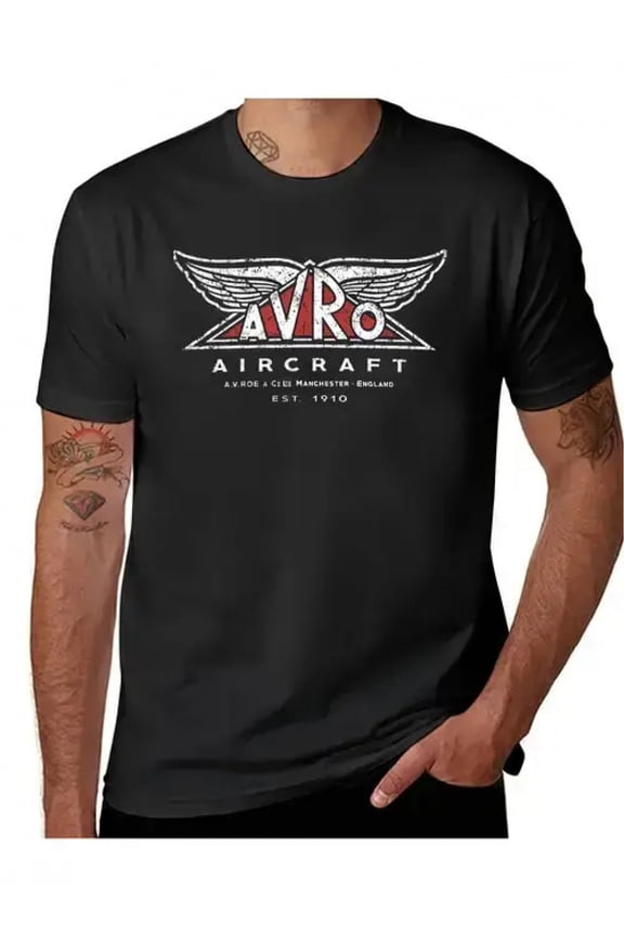 Men'S Vintage Avro Aircraft Logo T-Shirt - EST, 1910 Retro Graphic Tee, Loose Fit Crew Neck Shirt for Aviation Enthusiasts, All-Season Casual Casual Attire & Everyday Outfits, Vintage Tshirt,