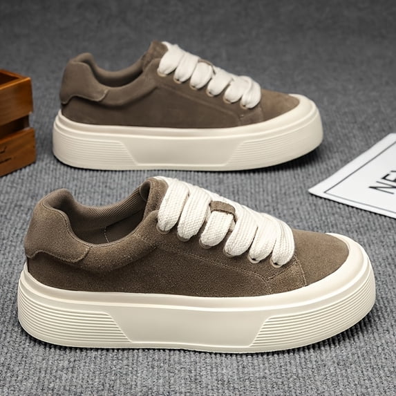 Men'S Vintage Style Fashionable Sneakers - Casual Sneakers with Lace-Up Closure, Solid Color, Durable PVC Sole, Comfortable EVA Low-Top Design Suitable for All Seasons, Breathable Fabric Lining,