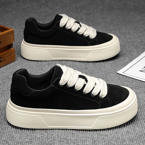 Men'S Vintage Style Fashionable Sneakers - Casual Sneakers with Lace-Up Closure, Solid Color, Durable PVC Sole, Comfortable EVA Low-Top Design Suitable for All Seasons, Breathable Fabric Lining,