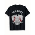 thumbnail image 1 of Men'S Vintage Twin Cities Minnesota MN Baseball Skyline T-Shirt - Red Crew Neck Tee with White & Gray Cityscape Graphic, Short Sleeve Casual Shirt for Sports Fans, All-Season, 1 of 6