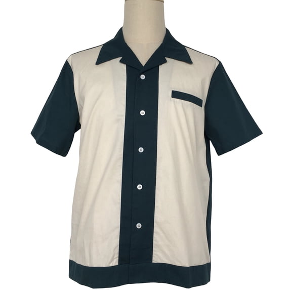 Men'S Vintage Two-tone Twill Cotton Work Shirts