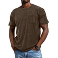 thumbnail image 1 of Men'S Vintage Washed Crew Neck Short Sleeve T Shirt With Chest Pocket Casual Tops For Summer Daily Wear And Streetwear,Brown,XL, 1 of 6