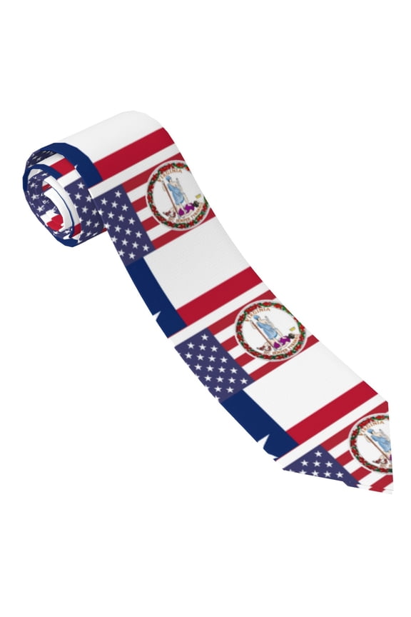 Men'S Virginia Texas Flag Tie Fashion Causal Printed Necktie