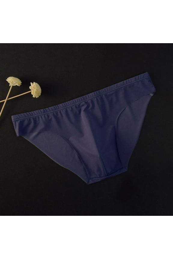 Men'S Viscose See-Through Underwear Ultra-Thin Low-Rise Solid Color Briefs