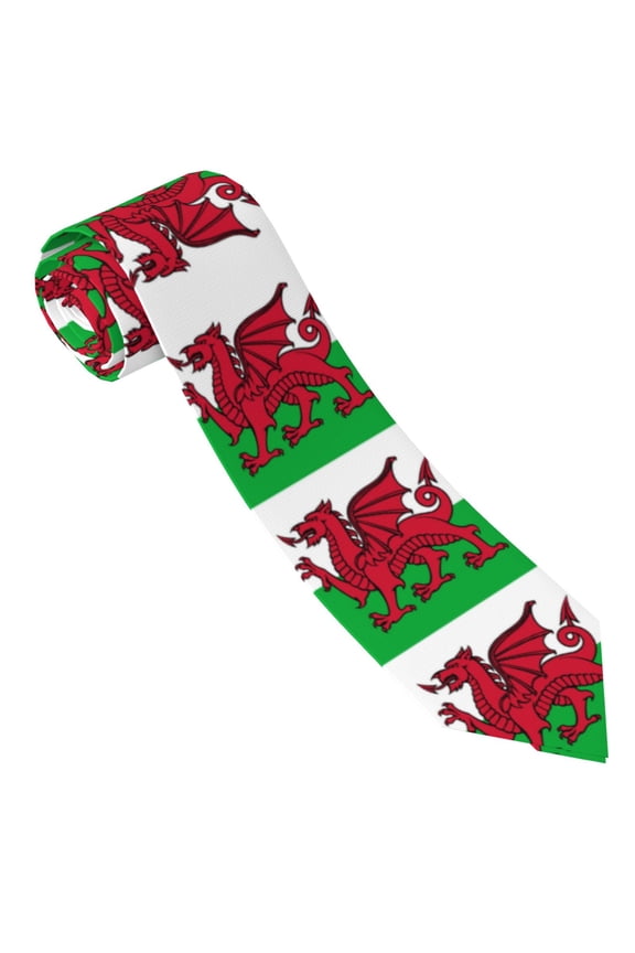 Men'S Welsh Dragon Flag Tie Fashion Causal Printed Necktie