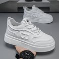 thumbnail image 1 of Men'S White Breathable Height-Increasing Platform Sneakers | Slip-Resistant Durable Lightweight Running Shoes, Student Campus Daily Outfit, Upper， Autumn New Fashion Versatile Sports Casual Shoes, 1 of 5