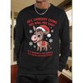 thumbnail image 1 of Men'S White Italian Christmas Donkey Sweatshirt - Dominick The Donkey Graphic With "Hey Chingedy Ching" Slogan & Snowflake Print, Casual Round Neck Long Sleeve Pullover For Holiday Parties, Cozy Wint, 1 of 4