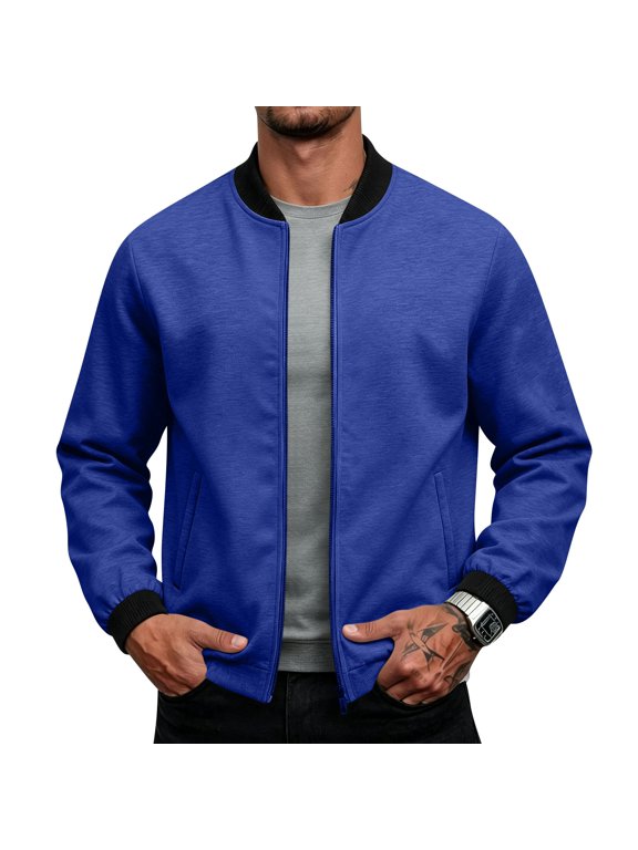 Men'S Windbreaker Bomber Jacket Classic Baseball Collar Zip Up Lightweight Casual Coat Wear,S