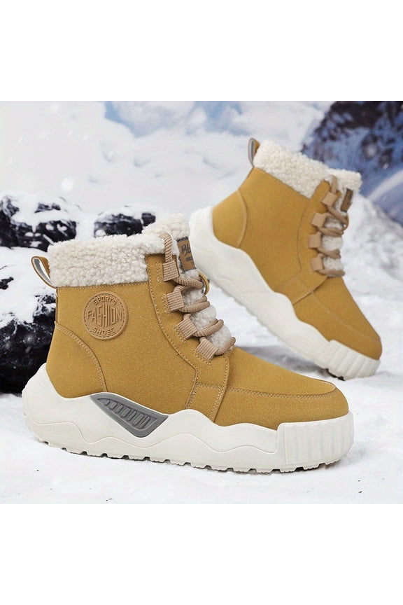 Men'S Winter High-Top Thermal Insulated Snow Boots with Plush Lining - Warm Hiking & Outdoor Boots, Lace-Up Ankle Support, Non-Slip Rubber Sole