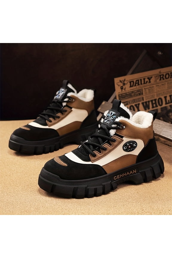 Men'S Winter Hiking Boots - Thermal Insulated Snow Boots with Lace-Up Closure, Non-Slip Rubber Sole - All-Season Outdoor Trekking Shoes for Men - Cold Weather