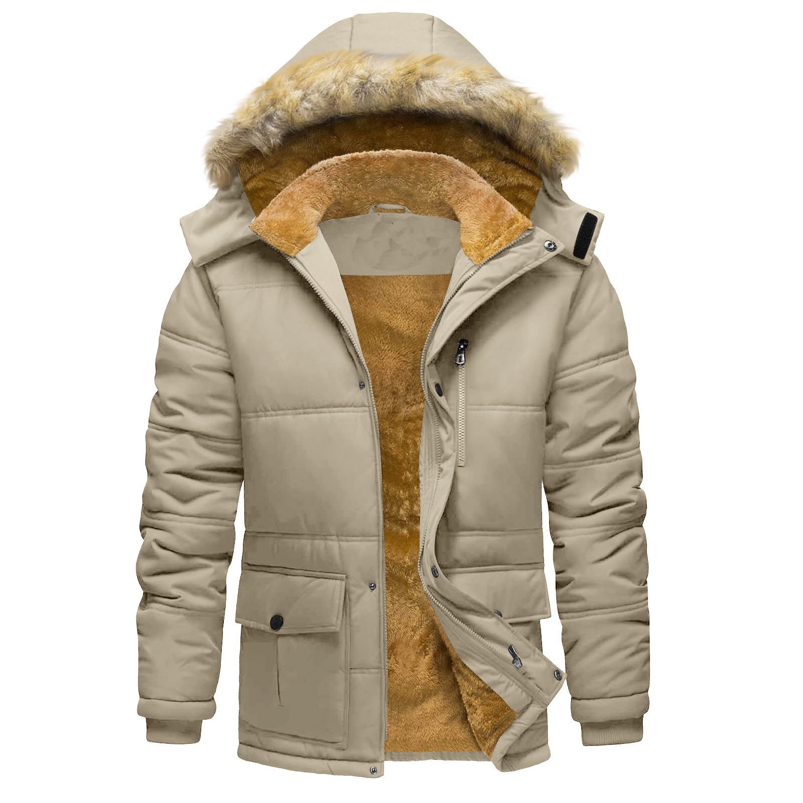 Men's TACVASEN Winter Hooded Parka – Water Repellent, Windproof, Thicken Fleece Lined Coat With Removable Hood