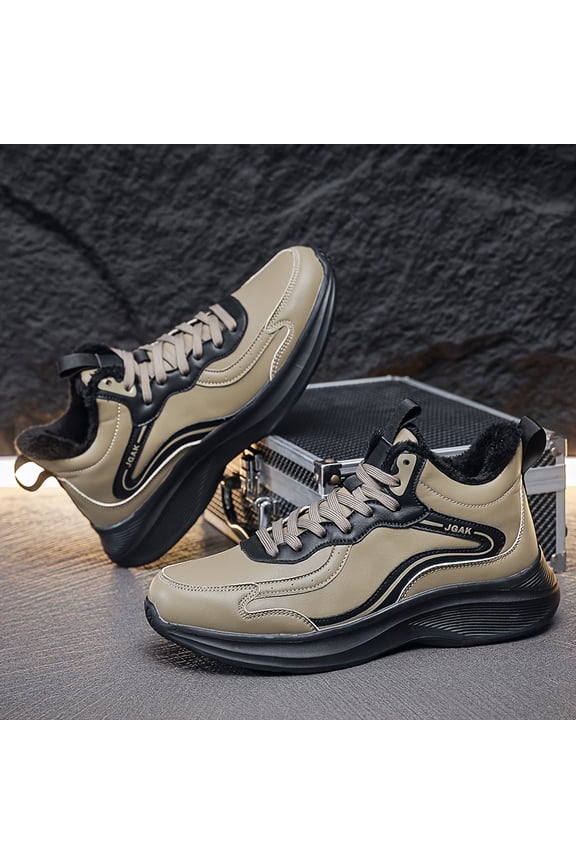 Men'S Winter Low-Top Thermal Insulated Hiking Shoes - Thick Cushioned Sole, Lace-Up Closure, / - All-Season Outdoor, Gym