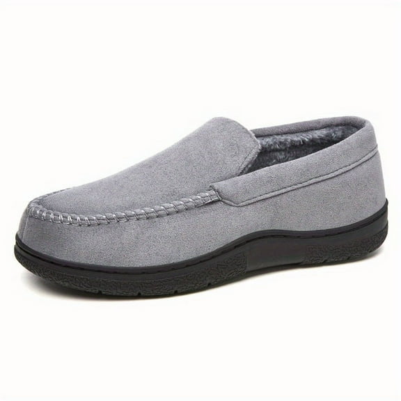 Men'S Winter Slip-On Loafers - Warm Fleece Lined, Non-Slip, Comfortable Casual Shoes with Round Toe & Ankle Support for Home and Outdoor Wear, Winter Footwear | Casual Style | Durable PVC Sole