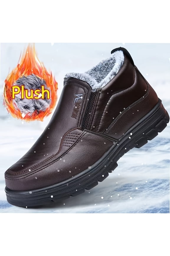 Men'S Winter Slip-On Sneakers - Warm Faux with Plush Lining, Non-Slip Rubber Sole, and Round Toe Design for Elderly & Active Lifestyles, Winter Footwear | Slipon Sneakers | Durable Rubber Sole, Thick