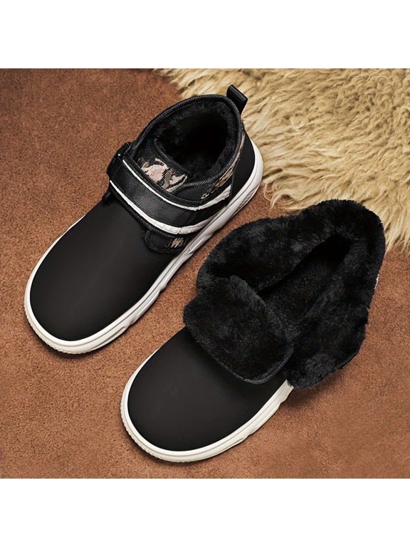 Men'S Winter Snow Boots, Faux, Warm Lining, Fashionable Street Style, Grid Pattern, Casual Outdoor Hiking Footwear, Round Toe, Buckle Closure, Long Boot Height