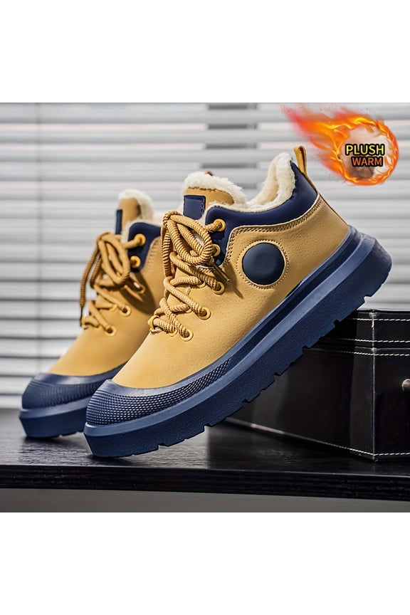 Men'S Winter Snow Boots - Slip-Resistant Traction Tread, Lace-Up Closure, Non-Slip PVC Sole - Brown/ Boots for Ice, Snow, Winter Boots