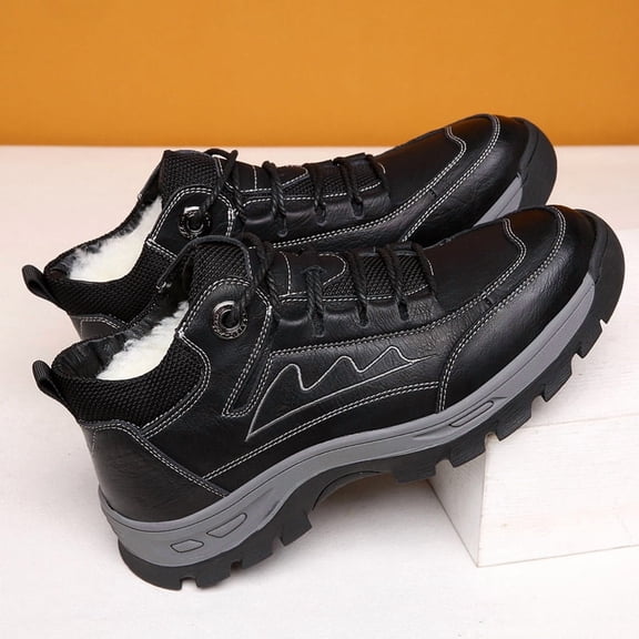 Men'S Winter Snow Boots - Thick Insulated Ankle-High Cold-Resistant Genuine Faux Leather Upper, Slip-Resistant Rubber Sole & Warm Lining, Casual Outdoor Boots for Ice & Snow, Versatile for Sports