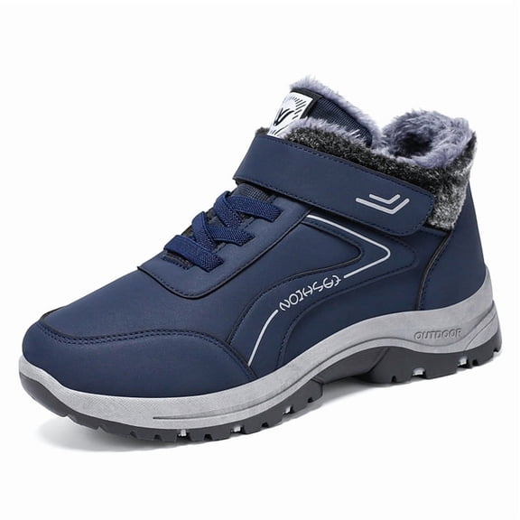 Men'S Winter Snow Boots | Thickened Cold-Proof Short Boots, PU Upper & PVC Sole, Low-Cut Ice-Slip Resistant Texture Suitable for Skating and Walking - Warm Ankle Boots (Black) - Not Heavy