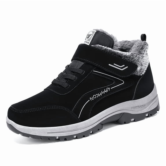 Men'S Winter Snow Boots | Thickened Cold-Proof Short Boots, PU Upper & PVC Sole, Low-Cut Ice-Slip Resistant Texture Suitable for Skating and Walking - Warm Ankle Boots (Black) - Not Heavy