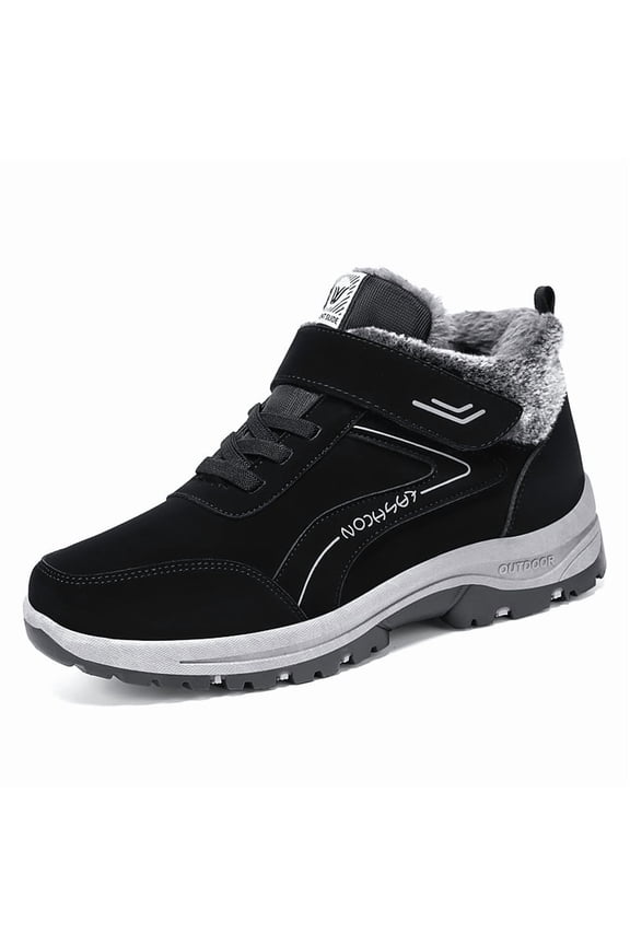 Men'S Winter Snow Boots | Thickened Cold-Proof Short Boots, PU Upper & PVC Sole, Low-Cut Ice-Slip Resistant Texture Suitable for Skating and Walking - Warm Ankle Boots (Black) - Not Heavy
