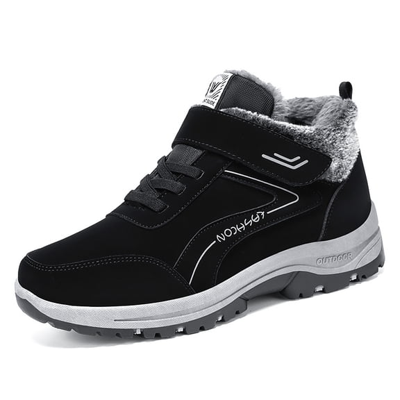 Men'S Winter Snow Boots | Thickened Cold-Proof Short Boots, PU Upper & PVC Sole, Low-Cut Ice-Slip Resistant Texture Suitable for Skating and Walking - Warm Ankle Boots (Black) - Not Heavy